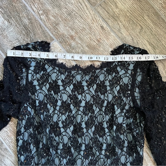 Adrianna Papell Eyelet Lace, Beaded and Sequin Details, Black Blue, Size US 12 - Picture 10 of 12